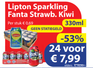 24 blikjes Lipton ice tea Original Sparkling voor €7,99 bij DieGrenze