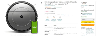 Aspiradora Robot IRobot R-111 por $5,138 en Amazon