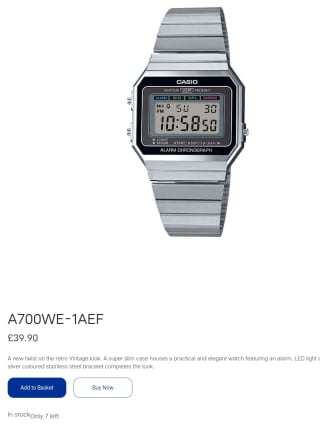 Casio Watch from £35.90 at Casio