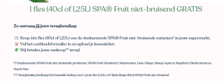 Spa fruit - 1 grote fles (1,25L) of 1 klein flesje (40cl) gratis na cashback