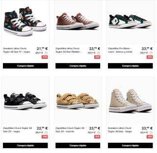 Rebajas hasta 60% + 10€ EXTRA Converse calzado precios de locura muy baratos