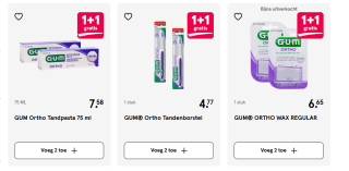 Alle GUM ortho producten 1+1 gratis bij de Etos