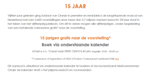 15-jarigen gratis naar de voorstelling Soldaat van Oranje