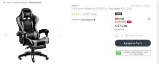 Silla Gamer Profesional GX2000 con Reposapiés-Gris por $49.990