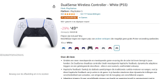 DualSense™ draadloze controller wit voor €49,99 bij Amazon