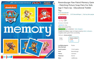 Ravensburger Paw Patrol Memory Game voor €7,83 bij Amazon Prime