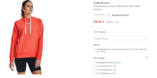 Sudadera de mujer Under Armour Fleece Rival HB por 29.95€