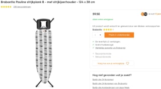Brabantia Strijkplank B - Pauline Black - met strijkijzerhouder voor €59,50 bij Blokker