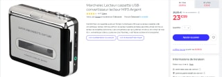 Marchelec Lecteur cassette USB-convertisseur lecteur MP3 à 23,99€