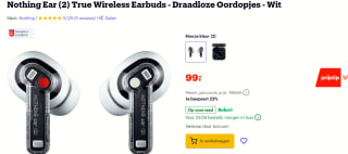 Nothing Ear (2) True Wireless Earbuds - Draadloze Oordopjes - Wit voor €99 bij bol.com
