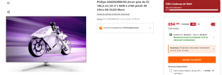 Ecran Gaming Philips Evnia 41.5" 4K Ultra OLED Blanc, 138 Hz, 0,1ms, FreeSync, HDMI 2.1 à 694,20€