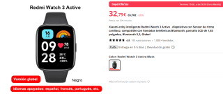 Xiaomi Redmi Watch 3 Active por 32,79€