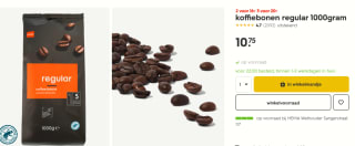 Hema koffiebonen regular 1000gram 2 voor € 16