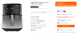 Origial FRYFIT 8L Freidora de Aire 8L 1700W por 55,99€