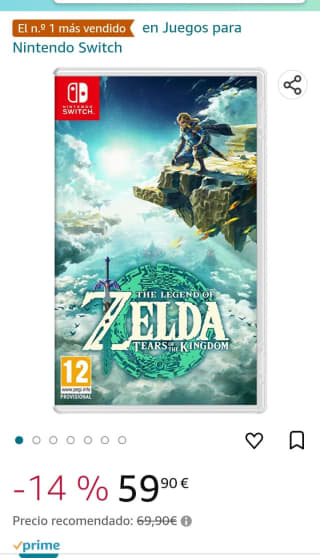 The Legend of Zelda: Tears of the Kingdom Nintendo Switch por 59,90€.