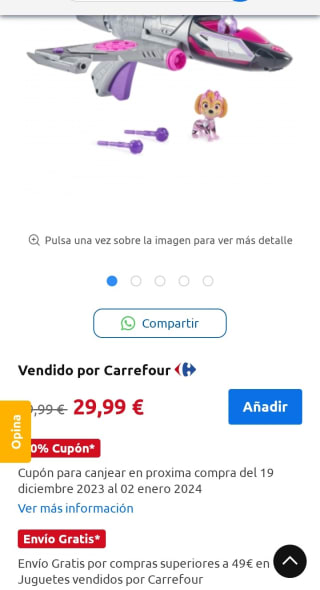 Patrulla Canina Vehículo Deluxe Skye Paw Mighty Movie +3 Años por 29,99€.