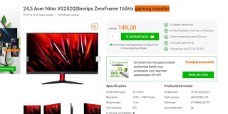 gaming monitor Acer Nitro nu voor €149 bij yorcom