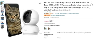 TP-link Tapo C210 camera voor €18,99 bij Amazon.com.be