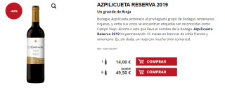 6 Botellas de Azpilicueta Reserva 2019 por 39.5€