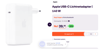 Apple USB-C Power Adapter - 140W - Wit voor €39,95 bij Ibood