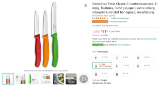 Victorinox Swiss Classic 3-delige groentemessenset voor €11,38 bij Amazon