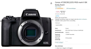 Canon EOS M50 Mark II Body zwart voor €515,17 bij Amazon