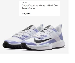 Zapatillas de Tenis para Mujer Nike Court Vapor Lite por 35€