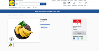 1KG Plátano de Canarias por 1,15€ en Lidl