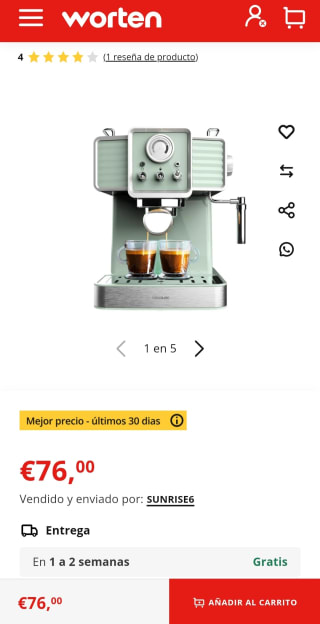 Cafetera CECOTEC Power 20 por tan sólo 76€