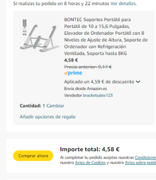 Soportes Portátil de 10 a 15,6 Pulgadas con 8 niveles ajustables por 4,58€
