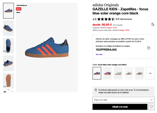 Adidas Originals GAZELLE KIDS Zapatillas por 31,40€