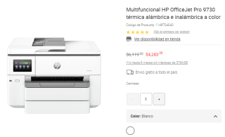 Impresora Multifuncional HP OfficeJet Pro 9730 por $4,283 en Liverpool con descuento