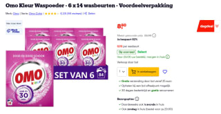 Omo Kleur Waspoeder, voor de gekleurde was - 6 x 14 wasbeurten voor €8,80 bij Bol