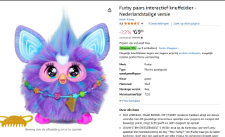 Furby paars interactief knuffeldier - Nederlandstalige versie voor €69,98 bij Amazon