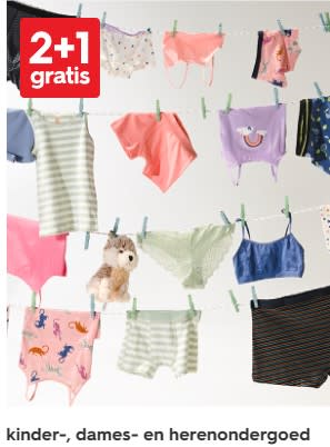 Alle ondergoed 2+1 gratis bij Hema