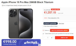 Apple iPhone 15 Pro Max 256GB Black Titanium voor €998 bij Ochama