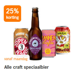 25% korting op Al het Craft speciaalbier bij de AH