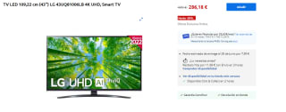 Television LED de 43'' LG 43UQ81006LB 4K UHD, Smart TV por 286.18€