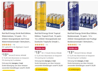Red Bull Energy Drink 24-pack voor €25,49 of 12-pack voor €13,99 bij Amazon