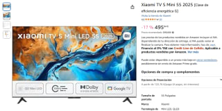 TV Mini LED 55" Xiaomi TV S Mini LED 55 2025, UHD 4K por 495,04€