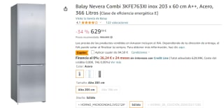 Balay Nevera Combi 3KFE763XI inox por 535,49€
