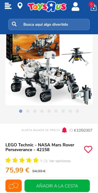 LEGO Technic - NASA Mars Rover Perseverance 42158 por 60,04€.