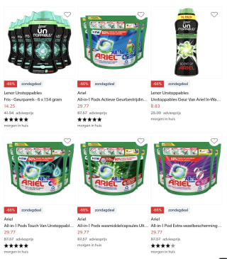 Zondagdeal tot 66% korting op Ariel en Lenor