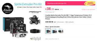 Creality Sprite Extruder Pro Kit 300 ℃ voor €38,12 bij Aliexpress