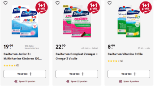 1+1 gratis op Bional en Davitamon vitamines bij ETOS