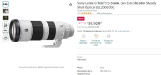 Sony Lente G Telefoto Zoom por $34,929 en Amazon
