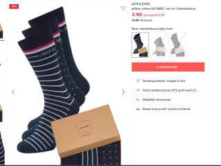 Jack & Jones Sokken Heren Giftbox JACARBO Blauw Bio Katoen 3-paar voor €3,90 bij Wehkamp