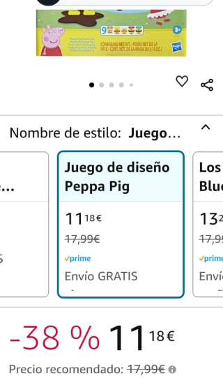 Play-Doh Juego de disrño de Peppa Pig por 11,18€.