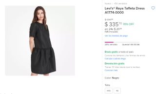 Descuento Mercado Libre: Vestido Levi's Raya Taffeta por $336