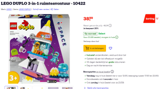LEGO DUPLO 3-in-1 ruimteavontuur - 10422 voor €38,99 bij Bol.com